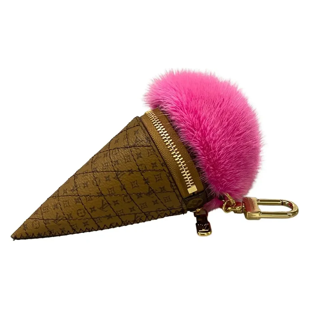Louis Vuitton Bag Charm Pink Monogram Reverse Fur